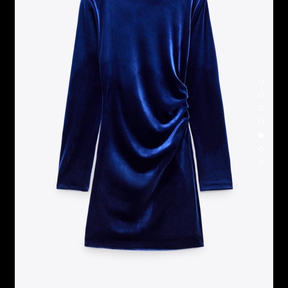 Zara Blue Velvet Dress NWOT XS - Picture 7 of 9